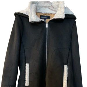 XL Green With Envy Women's Black Vegan Shearling Jacket Faux sherpa fleece